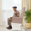 Side view of the pink Baby Nursery Relax Rocker with cushioned ottoman, perfect for nursing and relaxation.
