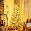 6-foot pre-lit snow flocked Christmas tree with 928 tips and metal stand, perfect for creating a warm festive.