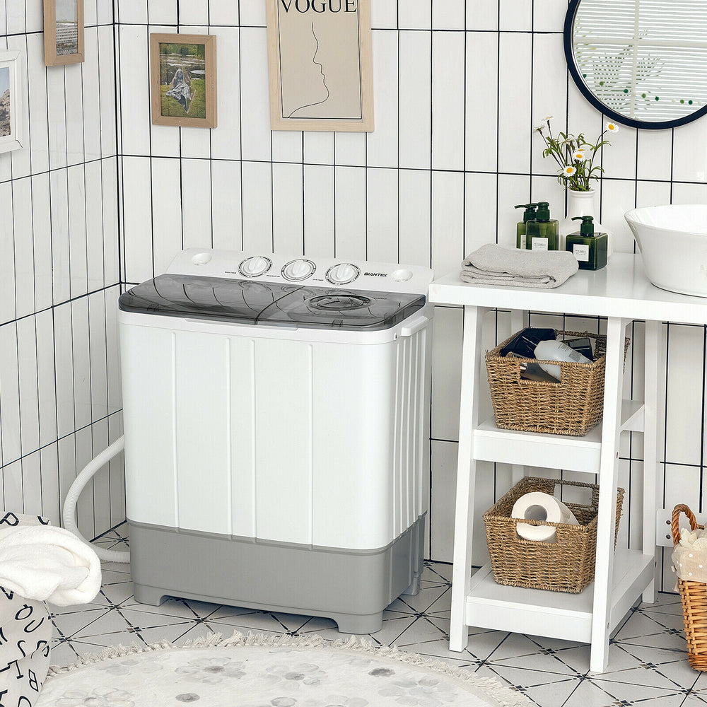 2-in-1 Portable 22lbs Capacity Washing Machine with Timer Control-Gray - Gallery View 1 of 12