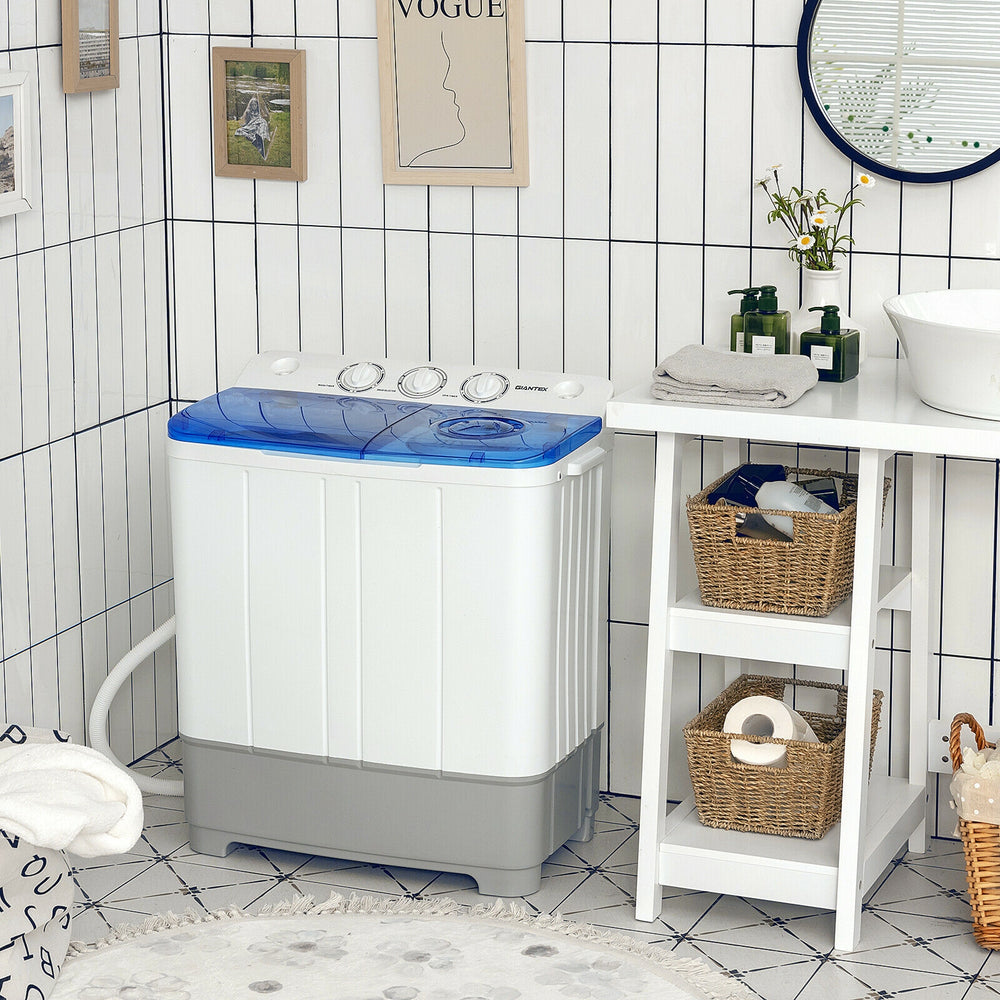 2-in-1 Portable 22lbs Capacity Washing Machine with Timer Control-Blue - Gallery View 1 of 12