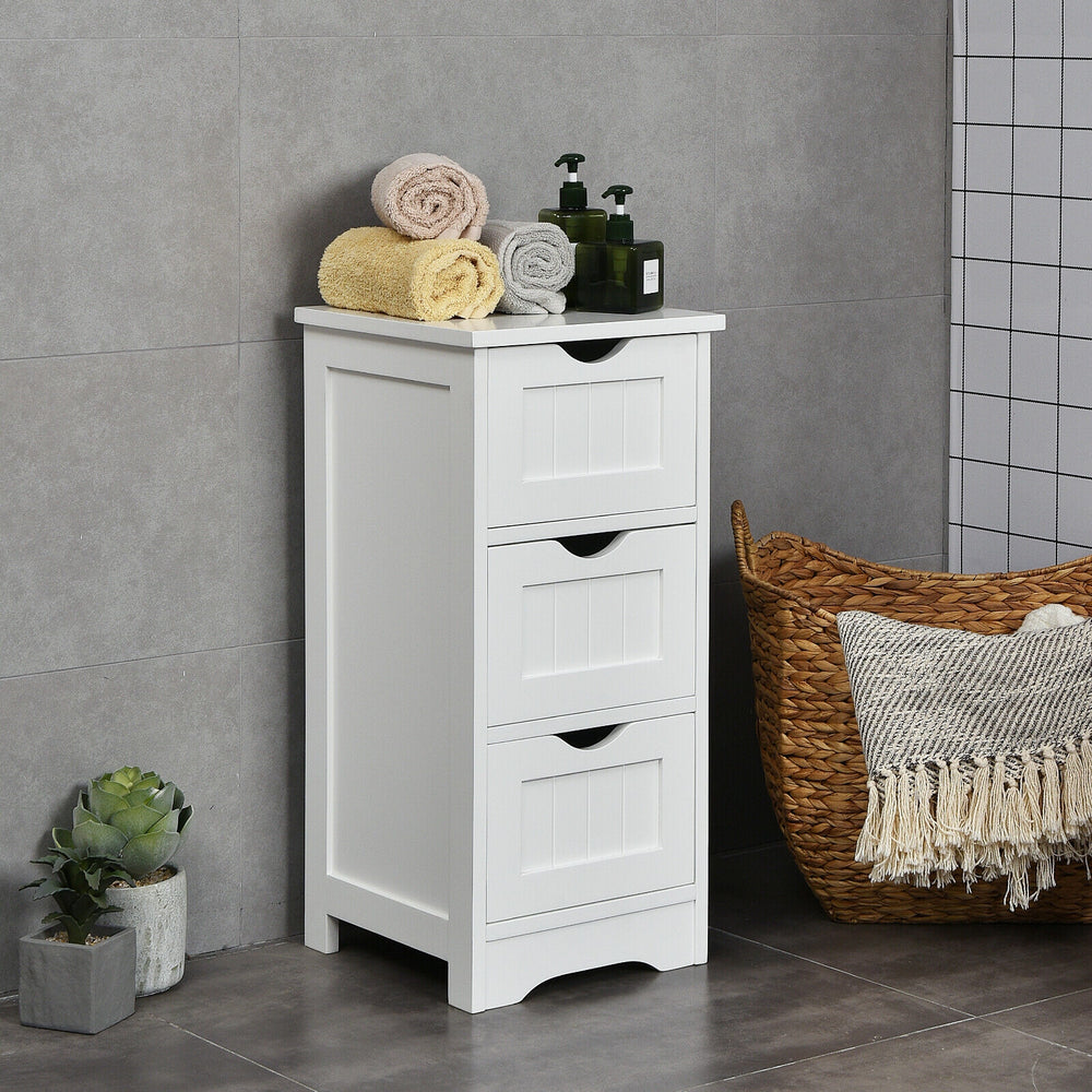 Bathroom Wooden Free Standing Storage Side Floor Cabinet Organizer-3-Tier. - Gallery View 1 of 13