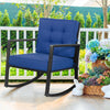 Patio Rattan Rocker Outdoor Glider Rocking Chair Cushion Lawn-Navy - Gallery View 1 of 12