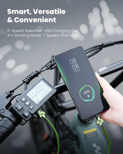 isinwheel U8 Pro Electric Bike All-Terrain 1000W 28 MPH 105 Mile Range 48V New