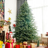 8 feet hinged artificial Christmas spruce tree with mixed PE and PVC tips, showcasing a dense and full appearance.