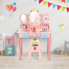 Kids Vanity Princess Makeup Dressing Table Chair Set with Tri-fold Mirror-Pink - Gallery View 1 of 10