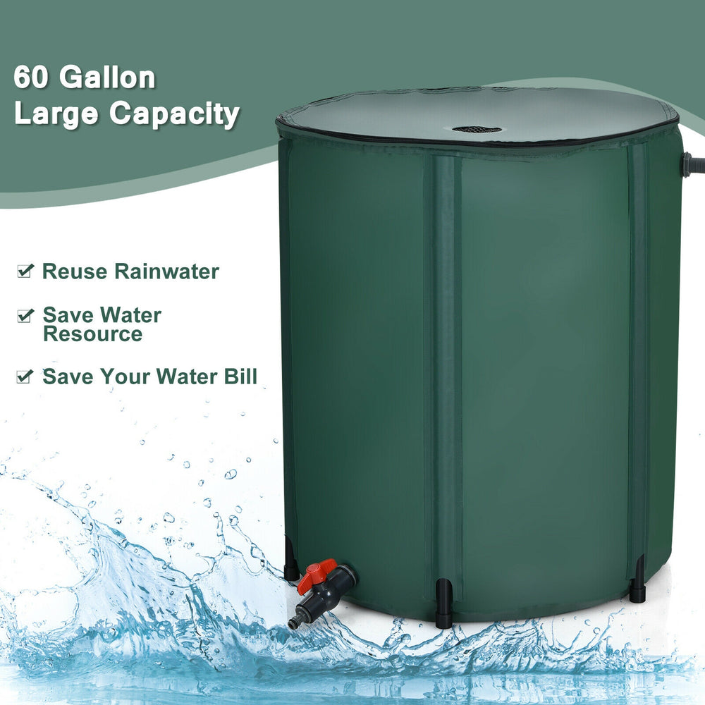 60 Gallon Portable Collapsible Rain Barrel Water Collector for Watering - Gallery View 2 of 10