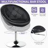 Modern adjustable swivel bar stool in black PU leather with tufted back, ideal for home or bar use.