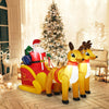 Inflatable 7.5 feet Santa with double deer and sled, waterproof, LED lights, perfect for outdoor Christmas decoration.