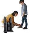 Electric shoe dryer in black, designed for 4 shoes, featuring ozone disinfection and 180-minute timer for efficient.