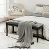 Upholstered Dining Room PU Bench Solid Wood Button Tufted-Gray - Gallery View 1 of 10