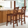Set of 2 Bar Stools 25 Inch Counter Height Chairs with Rubber Wood Legs - Gallery View 1 of 8