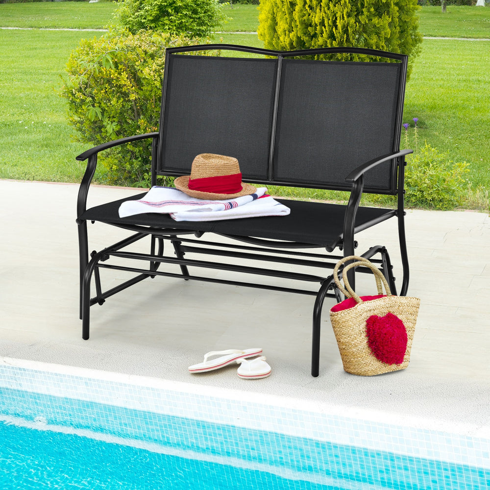 Iron Patio Rocking Chair for Outdoor Backyard and Lawn-Black - Gallery View 1 of 11