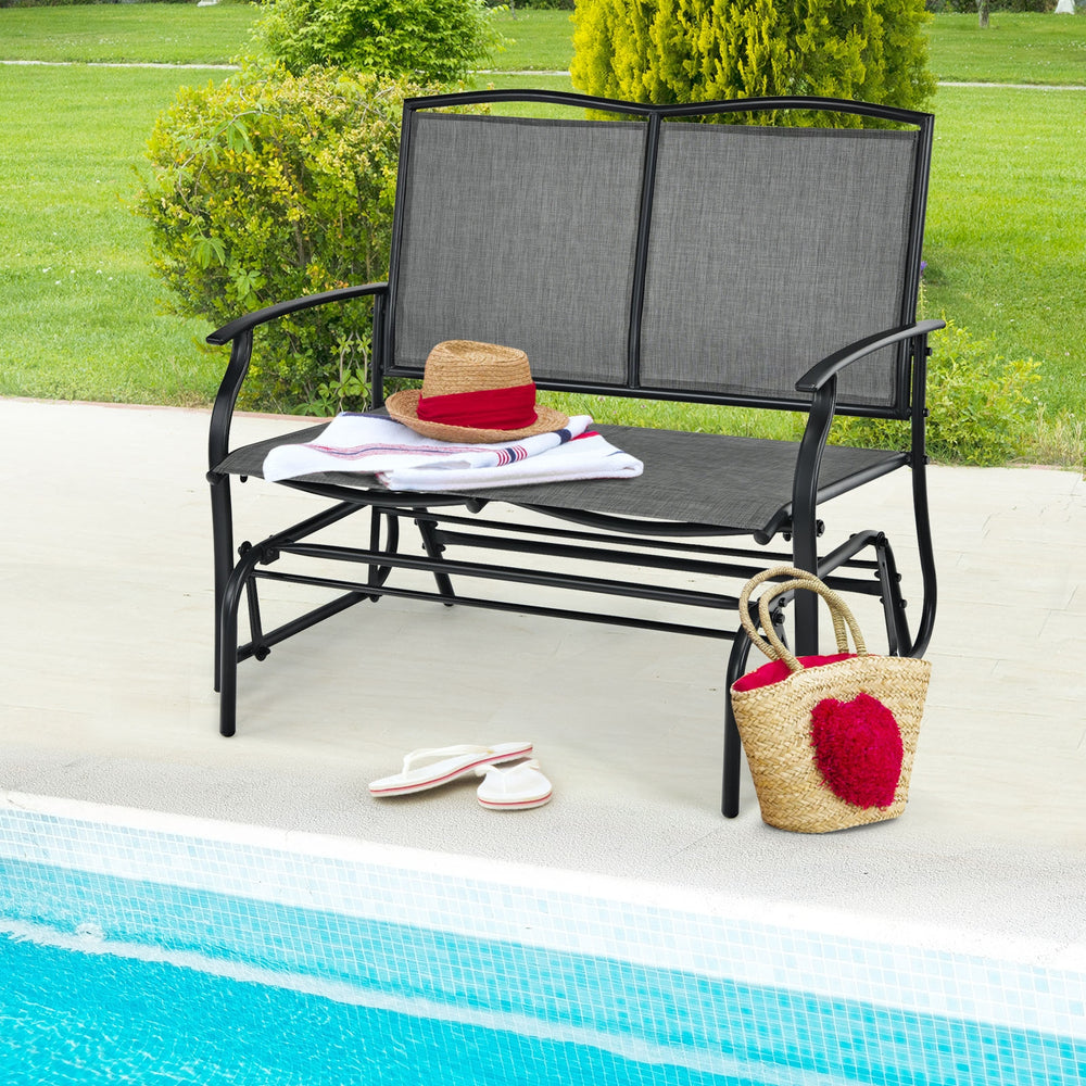 Iron Patio Rocking Chair for Outdoor Backyard and Lawn-Gray - Gallery View 1 of 11