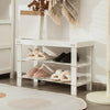 3-Tier Bamboo Shoe Bench Holds up to 6 Pairs for Entry-White - Gallery View 1 of 11
