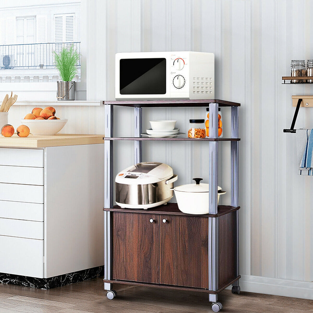 Microwave Rack Stand Rolling Storage Cart-Walnut - Gallery View 1 of 10