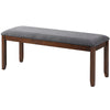 Upholstered entryway bench footstool with a wide seat and durable rubber wood legs, ideal for dining or entryway use.