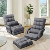 Folding Lazy Floor Chair Sofa with Armrests and Pillow-Gray - Gallery View 1 of 11