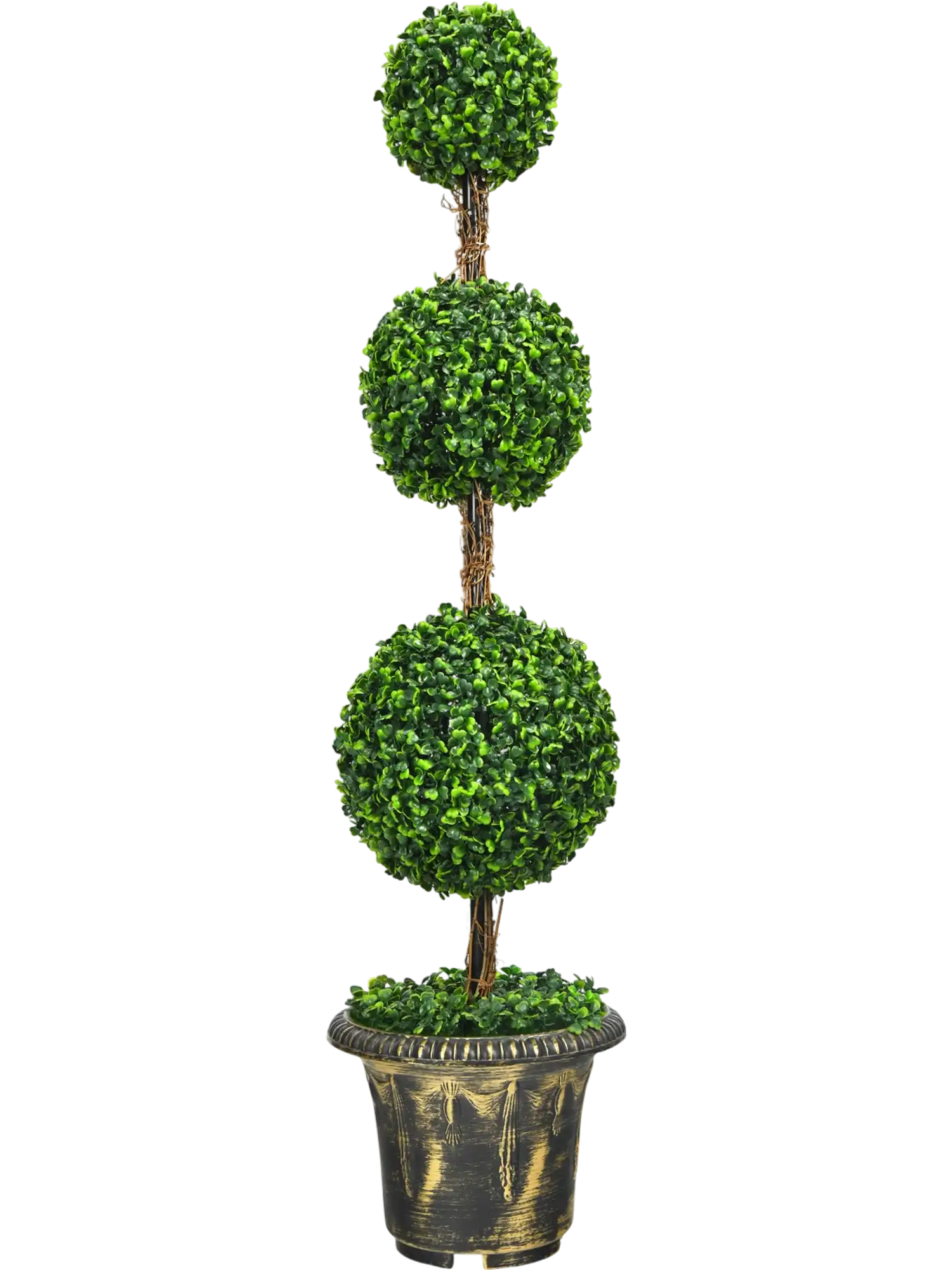 Costway 4' Artificial Triple Ball Topiary Tree Plant 64281059 New