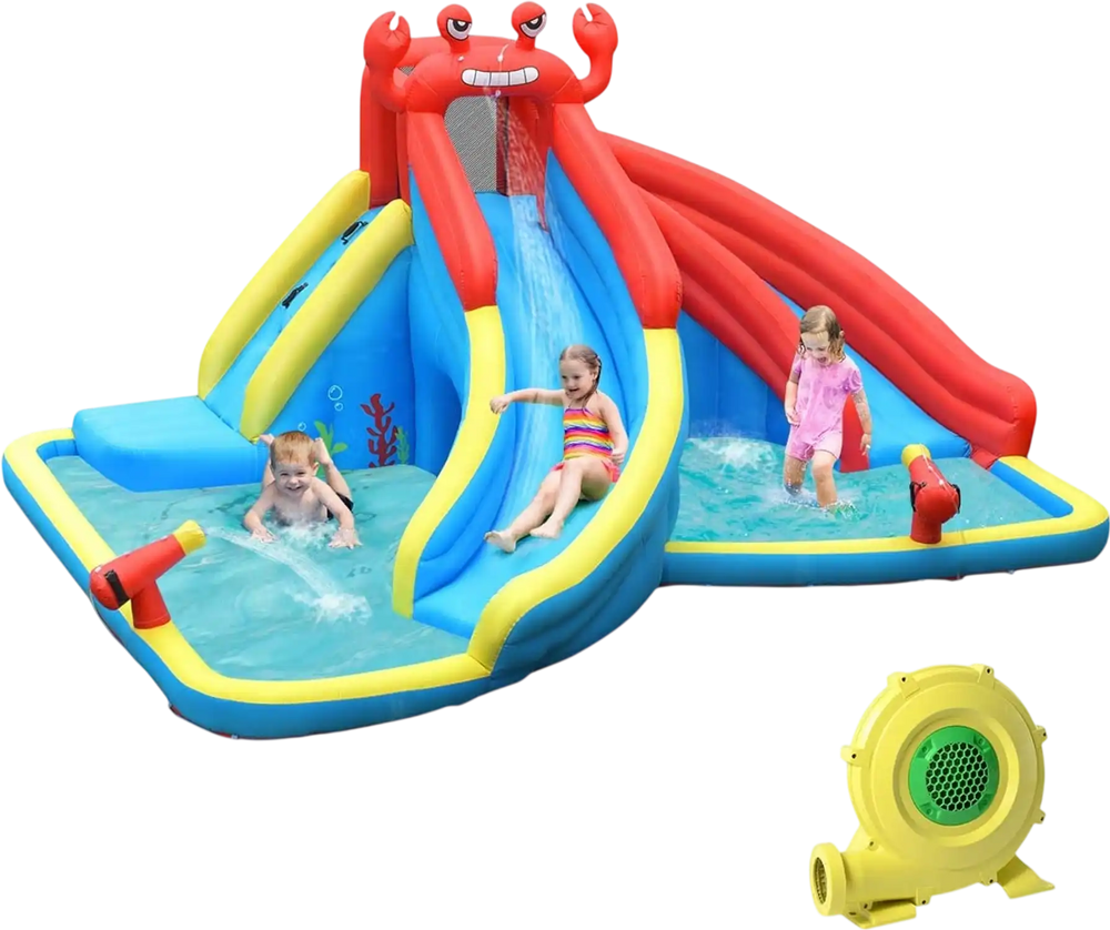 Inflatable Water Slide Bounce House with Water Cannon and 950W Blower