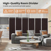 6-panel brown room divider with a steel frame and polyester fabric, perfect for creating private spaces in any room.