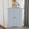 Bathroom Corner Storage Freestanding Floor Cabinet with Shutter Door-Gray - Gallery View 1 of 10