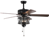 50-inch black ceiling fan with lights, reversible blades, and pull chain control, perfect for living rooms and bedrooms.