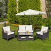 4-piece patio rattan furniture set with cushioned loveseat and chairs, ideal for outdoor relaxation in the backyard.