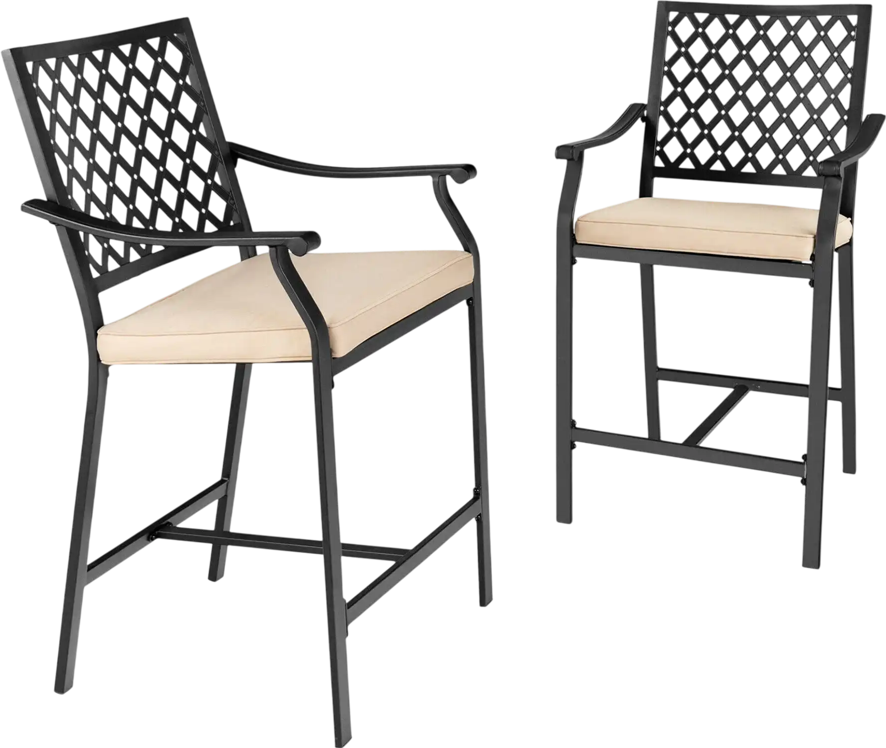 Costway 2-Pc Patio Bar Stools w/ Cushions & Armrests 15326870 New