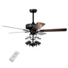 50-inch black ceiling fan light with explosion-proof glass lampshades and remote control, ideal for home decor.