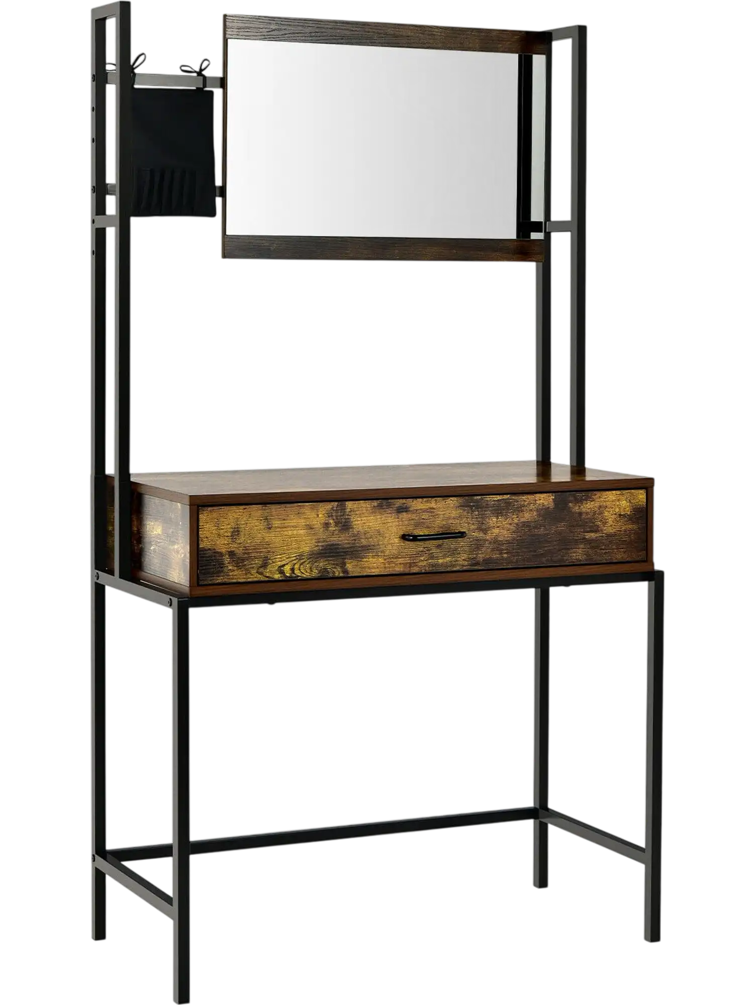 Costway Industrial Vanity Table Adjustable Mirror Brown 90627358 New
