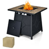 28-inch propane gas fire pit table with stainless steel burner, 40,000 BTU, and removable lid for outdoor use.