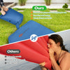 Self-inflating blue camping sleeping mattress with carrying bag, featuring waterproof TPU and sponge padding for.