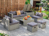 8 Pieces Patio Rattan Furniture Set with Storage Waterproof Cover and Cushion-Gray - Gallery View 1 of 11