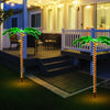 LED pre-lit palm tree decor with warm lights, 5 feet tall, perfect for outdoor patio and festive celebrations.