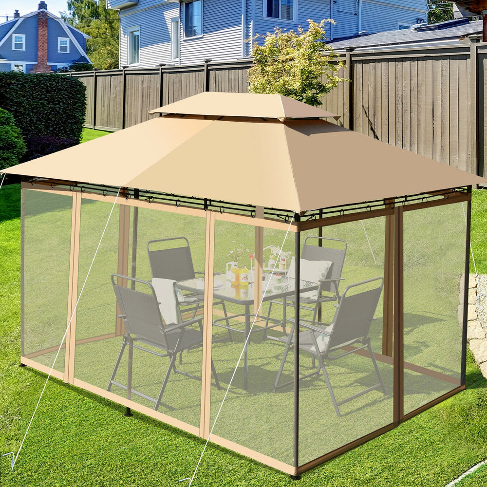 10 Feet x 13 Feet Tent Canopy Shelter with Removable Netting Sidewall-Tan - Gallery View 1 of 10