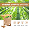 Bamboo bedside table with storage bag, L-shaped design, durable and waterproof for versatile use beside sofa or bed.