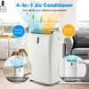 Portable 12000 BTU air conditioner in white with 4-in-1 functionality for cooling, heating, and dehumidifying.
