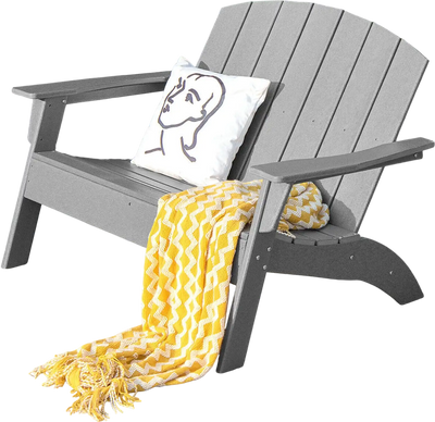 Costway HDPE Patio Adirondack Chair Gray 72103946 New