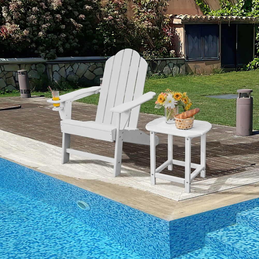 Outdoor Adirondack Chair with Built-in Cup Holder for Backyard Porch-White - Gallery View 1 of 7