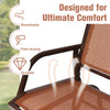 Swing glider chair with breathable fabric and sturdy steel frame, designed for outdoor comfort in patios and gardens.