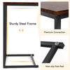 Stylish 26-inch dark brown side table with sturdy steel frame, perfect for holding laptops and snacks beside a sofa or.