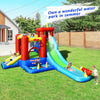 Inflatable 9-in-1 kids water slide bounce house with splash pool, climbing wall, and slide for outdoor summer fun.