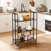 Foldable Rolling Cart with Storage Shelves for Kitchen-3-Tier - Gallery View 1 of 11