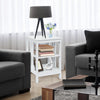 3-Tier Nightstand Sofa Side Table with Baffles and Round Corners-White - Gallery View 1 of 10