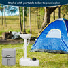 Camping hand wash station with 4.5-gallon tank, lightweight design, and soap dispenser for outdoor hygiene.
