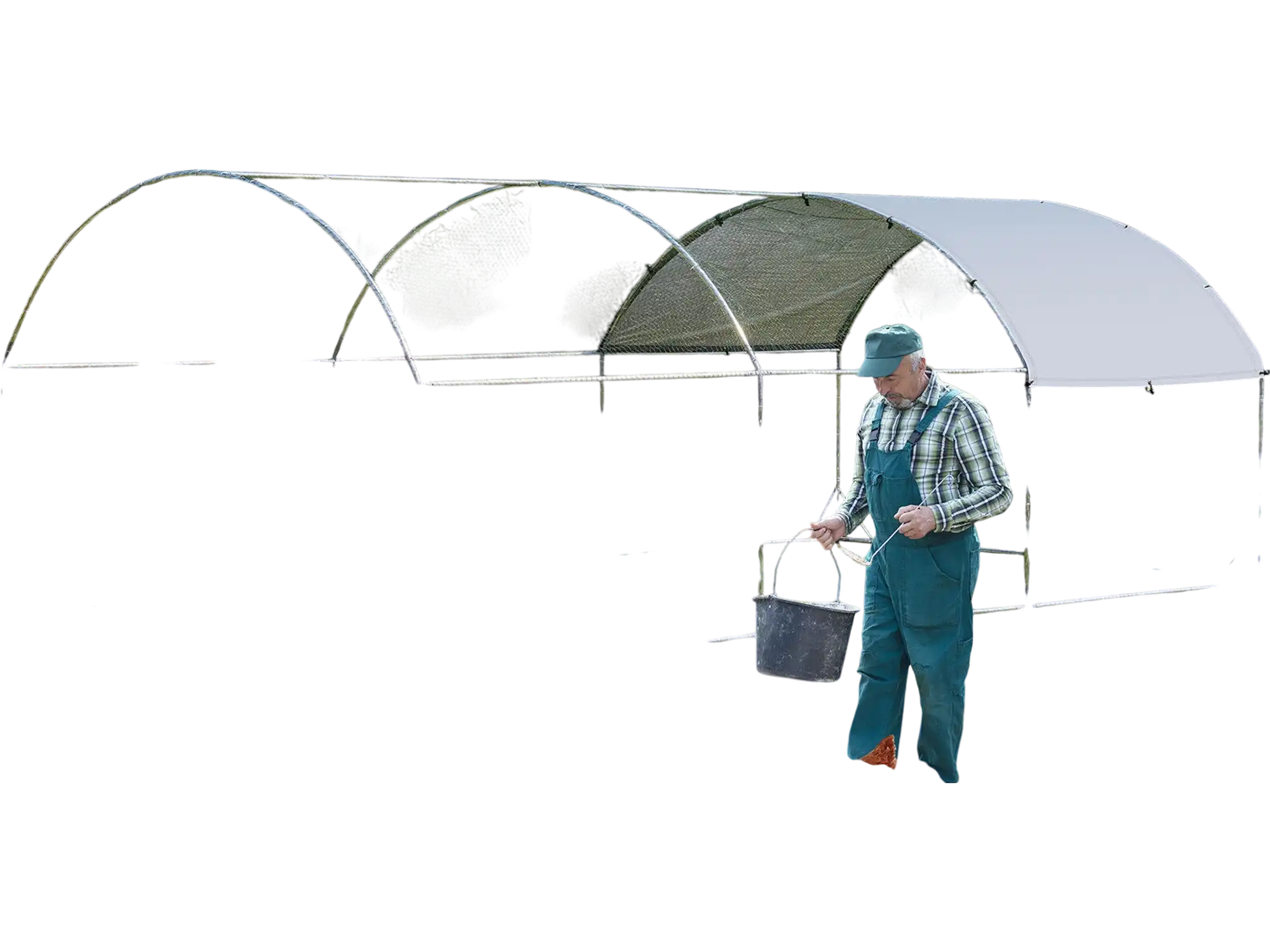 Costway Large Metal Outdoor Galvanized Chicken Coop Dome Cage with Cover 19' 98147320 New