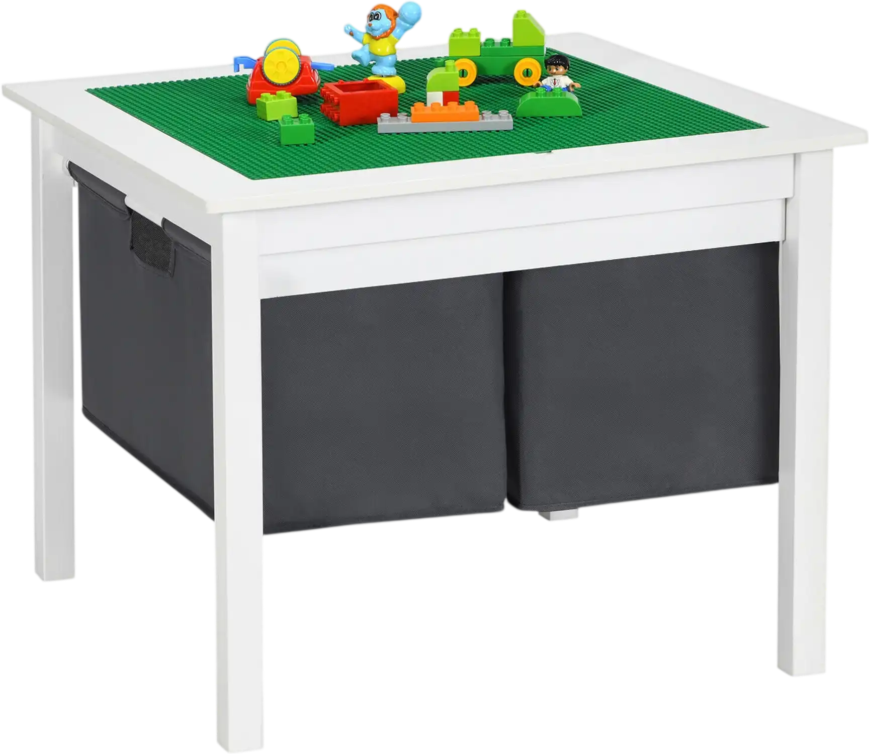Costway 2-in-1 Kids Double-Sided Activity Building Block Table w/ Drawers 31874652 New