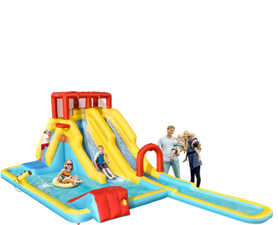 Costway Inflatable Dual Slide Water Park Climbing Bouncer w/ 735W Air Blower 25048361 New
