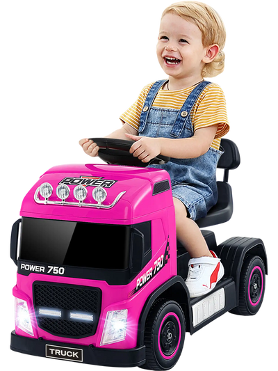 Costway 6V Kids Electric Ride-On Truck Pink Height Adjustable Seat 19768354 New