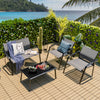 4 Pieces Patio Furniture Set with Armrest Loveseat Sofas and Glass Table Deck-Gray - Gallery View 1 of 9